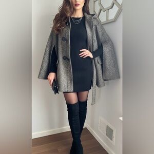 Calvin Klein womens tie front wool cape .